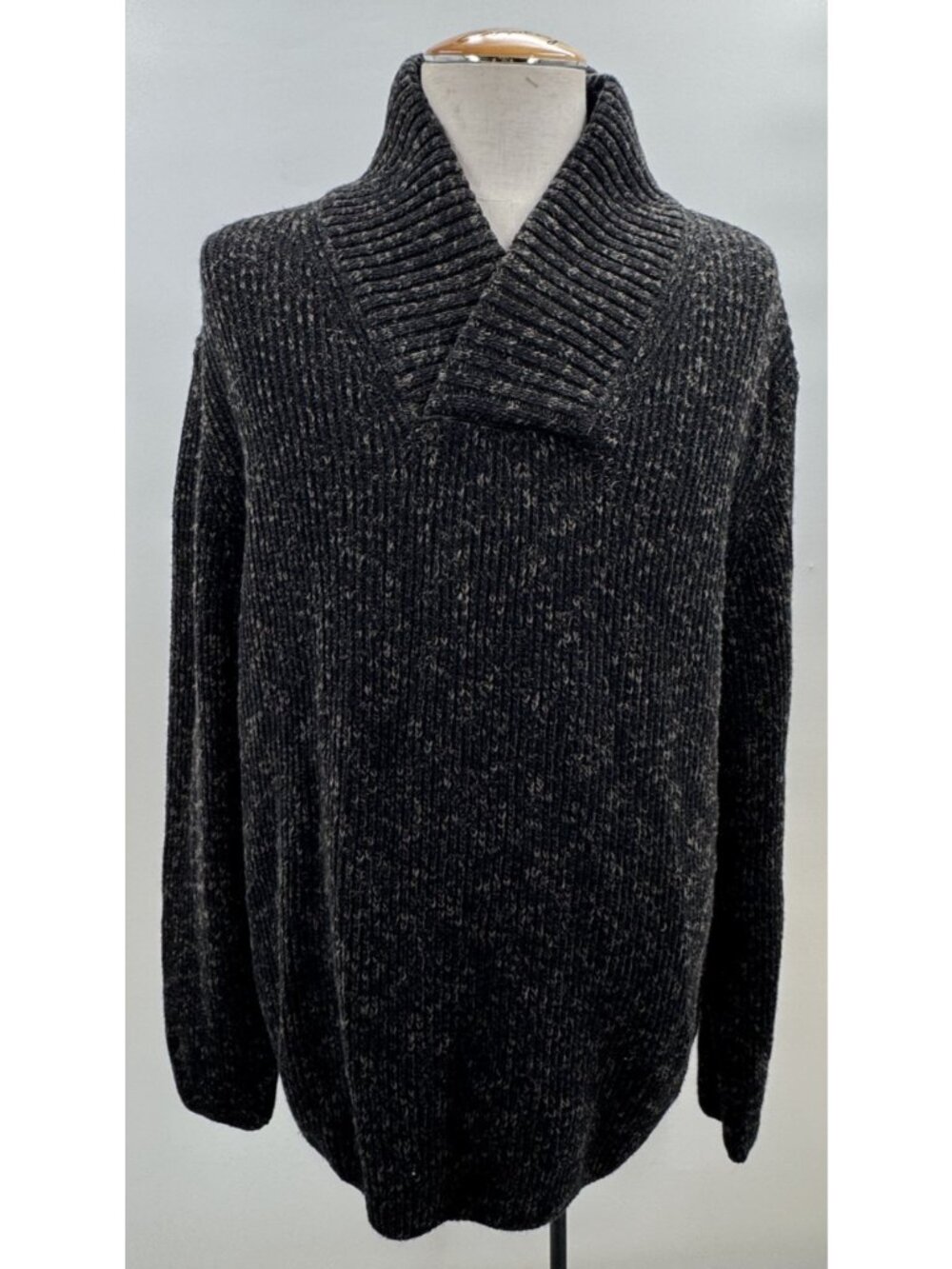 NWT Banana Republic Dark Grey Italian Merino Wool Cable Knit Sweater Men's Sz XL